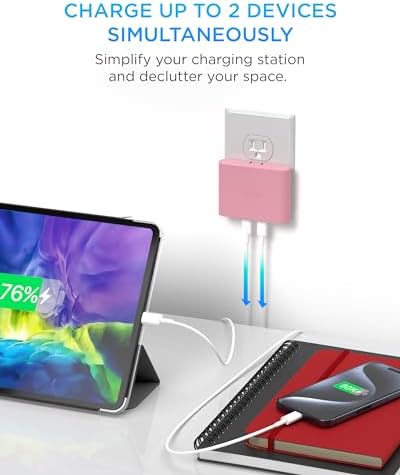 i Home 2-Port USB Wall Charger – Compact Dual Port AC Adapter for Rapid Device Charging – Flat Design for Travel & Home Use – Enhanced Compatibility with Smartphones & Tablets – Safe, High-Speed Charging Solution