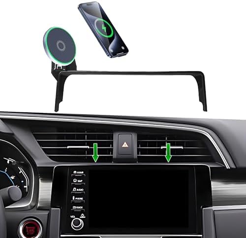 Car Phone Holder for 2022-2025 Honda Civic Accessories Apply to 7/9 Inch Touch Screen 15W Fast Wireless Charger Screen Fixed Clip Cell Phone Mount Hands-Free 360 Degree Rotation – Enhanced Compatibility and Speed
