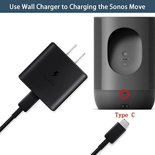 Power Up Your Sonos Move: 45 W USB Type C Charger with 6.5 Ft Cable – Rapid Charging Travel Adapter for Bluetooth Speaker Compatibility and Performance Enhancement