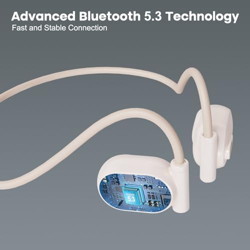 MAIRDI Bluetooth 5.3 Open Ear Sport Headphones – Wireless Air Conduction Earbuds with 8-Hour Playtime and Noise Reduction Mic for Uninterrupted Running and Cycling – Ergonomic Design for Maximum Comfort and Awareness – Premium Sound Quality in White