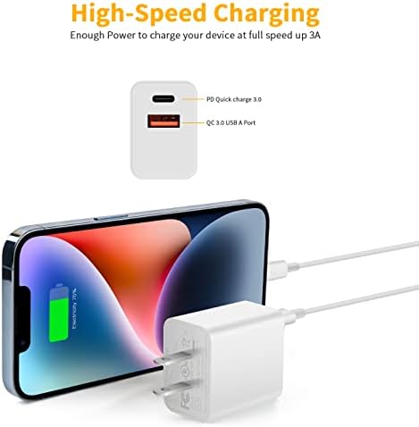 Dual Port USB C Fast Charging Block for Watch SE & i Phone 14 Pro Max – 2023 Upgrade with Elegant Purple Design | Simultaneously Charge Smartwatches and Smartphones | Compact & Durable Adapter for On-the-Go Efficiency