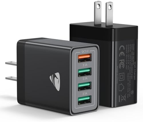 40 W 4-Port USB Wall Charger Duo – High-Speed Quick Charge 3.0 Adapter for i Phone 16/15/14/13/12/11 Pro Max, Samsung & Android Devices – Compact Power Block for Home, Office, and Travel Needs