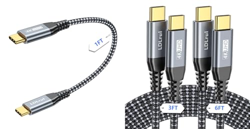 High-Speed USB C Cable 3-Pack: 20 Gbps Data Transfer, 4 K@60 Hz UHD Display & 100 W Fast Charging – Versatile Lengths (1 FT, 3 FT, 6 FT) for Ultimate Compatibility with Dell, Samsung T7, Sandisk & More
