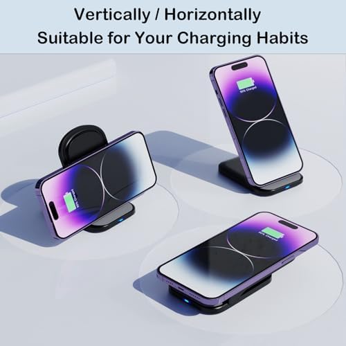 Revolutionize Your Charging Routine with the 3-in-1 Fast Wireless Charger Stand – Perfectly Designed for i Phone 15/14/13/12 & Samsung Galaxy Devices, Qi-Certified for Safe, Efficient Power Delivery to Your Phone, Apple Watch, and Air Pods – Sleek Black Design for Home or Office Use