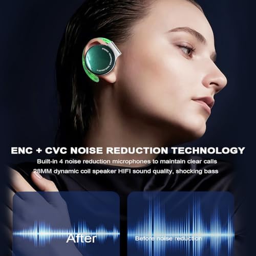 Premium Open-Ear Bluetooth Headphones V5.3 – Secure Fit Sports Audio with Advanced Noise Cancellation, Long Battery Life, and Universal Compatibility for Fitness, Commuting, and Everyday Use