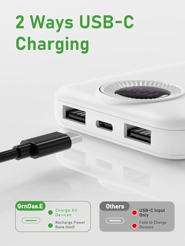 Compact 10,000 m Ah Power Bank – Fast Charging Portable Charger with Dual USB-C Compatibility for i Phone 16, Samsung, and Android Devices – Sleek Black Design for Ultimate Travel Convenience and Enhanced Device Performance