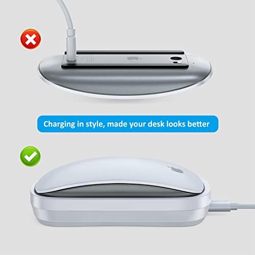 HONKID 3-in-1 Wireless Charging Dock: Fast Charging Station for Magic Mouse 2, Qi-Compatible Devices & Air Pods – Dual-Sided Design with 5 ft USB-A to USB-C Cable for Enhanced Workspace Efficiency and Sleek Aesthetic
