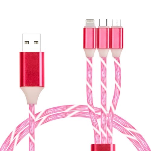 Transform Your Charging Routine with the 6-Foot 3-in-1 LED Charging Cable – Fast Charge & Data Transfer for Micro USB, Lightning, and USB-C Devices – Eye-Catching Glowing Design, Durable Construction Perfect for Home, Office, and Travel Use