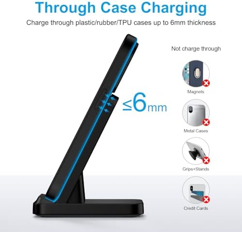 15 W Fast Wireless Charging Stand for Samsung Galaxy S Series – Universal Compatibility with S25, S24, S23, S22, S21, S20, Note 20, Z Fold 6/5/4 & Z Flip 6/5/4 – Intelligent Circuit Design for Enhanced Safety and Efficiency – Ideal for Night Charging with Short Circuit Protection and Overheating Safeguarding – Sleek, Modern Dock Pad for Quick Setup and Optimal Performance – Supports Cases Up to 6 mm Thickness – One-Year Warranty Included – Experience Seamless Power with Advanced Technology