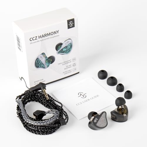CCZ BC01 Pro Hybrid In-Ear Monitors – Premium Dual-Driver Audio for Gamers and Musicians – Noise-Canceling Earbuds with Ergonomic Eartips & Detachable Cable – Sleek Black Design for Crystal Clear Sound and Extended Comfort – Ideal for Studio Sessions and Gaming Marathons