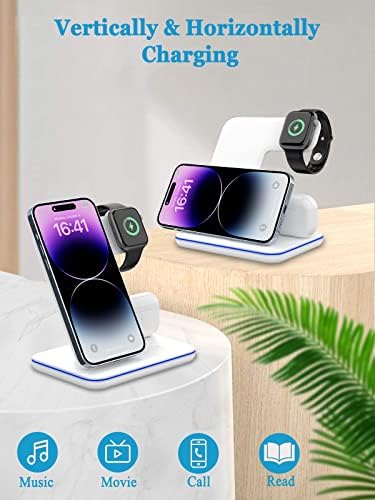 3-in-1 Aluminum Alloy Wireless Charging Station – 18 W Fast Charger for i Phone 15/14/13/12/11/Pro/Max/XS/XR/X/8, Apple Watch 9/8/7/6/5/4/3/2/SE & Air Pods Pro/3/2 – Sleek, Efficient, and Tangle-Free Solution for All Your Devices