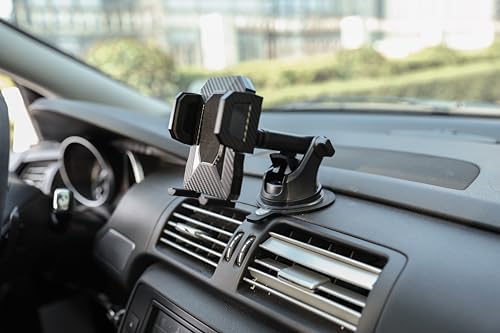 Universal 2-in-1 isuke Car Phone Holder for Dashboard and Windshield – Effortless One-Handed Operation Phone Cradle Compatible with i Phone, Samsung, Google Devices – Secure Grip & Adjustable Viewing Angles for Safe Driving Convenience