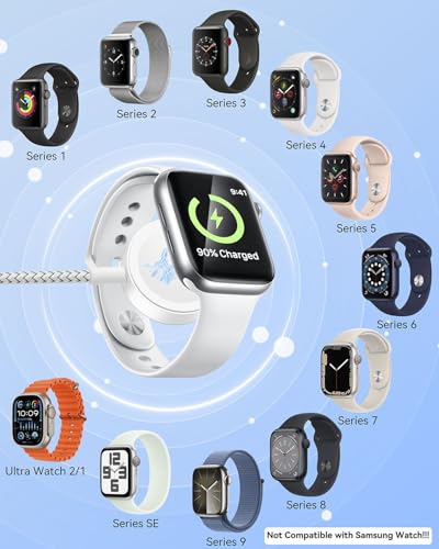 Revolutionary 4-in-1 Fast Charging Cable for Apple Watch and i Phone – Versatile Multi-Device Charger Compatible with i Phone 16, 15, 14, 13, Galaxy Models, and All Apple Watch Generations – Durable 4-Foot Braided Cord for Effortless Portability and Rapid Power Restoration – Your Essential Tech Companion for Streamlined Charging Solutions