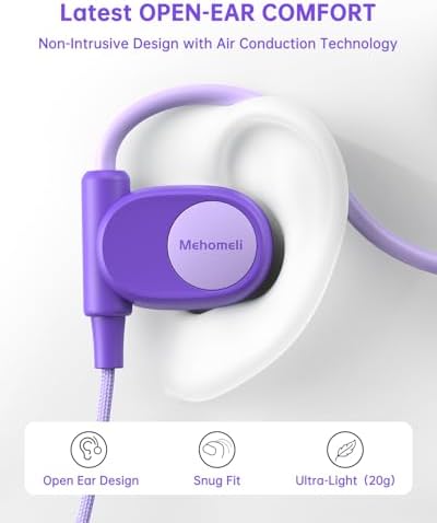 Kid-Friendly Open Ear Headphones – Vibrant Purple Lightweight Design for School and Outdoor Fun – Safe Air Conduction Technology with 3.5 mm Jack – Ultimate Comfort and Hearing Protection for Young Explorers