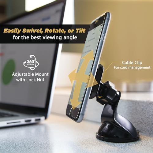 Scosche MXDM Ultra-Strong Magnetic Car Phone Holder – Secure Dashboard Mount for i Phone, Samsung & All Smartphones – Effortless Hands-Free Navigation & Enhanced Driving Safety with Durable Metal Plate