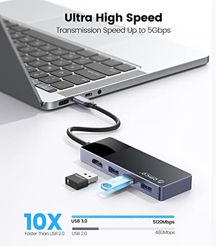 Unlock Ultimate Productivity with ORICO 6-in-1 USB-C Hub Docking Station – Multiport Adapter Featuring HDMI 4 K@30 Hz, 3 USB-A 3.0 Ports, PD 100 W Power Delivery, and 3.5 mm Audio Jack for Seamless Compatibility with Dell, Surface, HP, Lenovo Laptops – Lightweight, High-Speed Connectivity for On-the-Go Professionals