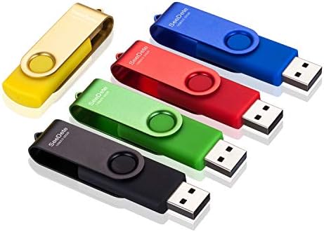 Vibrant 64 GB USB Flash Drive Set – 5 Pack Colorful Memory Sticks with Rotating Design & LED Indicator – High-Speed External Storage for Effortless Data Backup – Ideal for Students & Professionals (Gold, Black, Green, Red, Blue)