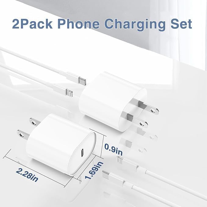 Ultra-Fast Charging Kit for i Phone 14/13/12 – 20 W USB-C Power Block & Dual 6 FT Lightning Cables in Vibrant Green – Superior Compatibility for Pro/Plus Models – Recharge Up to 50% in Just 30 Minutes – Stylish, Durable Design for Daily Use – Maximum Efficiency Meets Trendy Aesthetics
