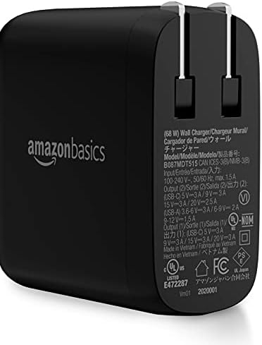 Amazon Basics 65 W Ga N USB-C Wall Charger – High-Speed Power Delivery Adapter for Laptops, Tablets & Smartphones, Compact & Foldable Design for Ultimate Portability, Efficient Charging Solution in Sleek Black Finish