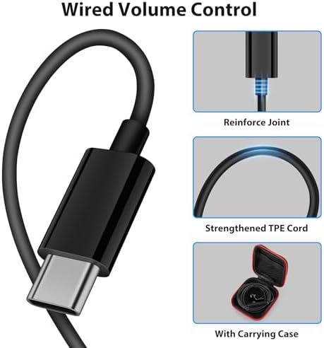 COOYA USB C Hi-Fi Stereo Earbuds – Ultra-Lightweight In-Ear Headphones with Built-In Mic & Volume Control for i Phone 16 Pro Max, i Pad 10, Galaxy A16, S25 Ultra – Ergonomic Design for All-Day Comfort & Exceptional Sound Quality Across Devices