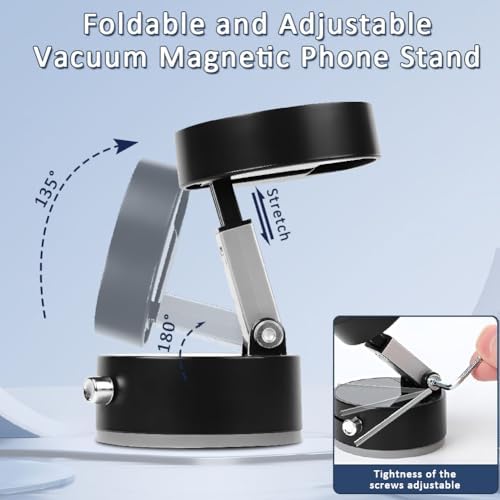zxbaers Vacuum Magnetic Phone Holder for Car,Upgraded Magnetic Suction Phone Mount,Foldable and Adjustable Vacuum Phone Stand for All Phone and Smooth Surface – Enhanced Compatibility and Speed