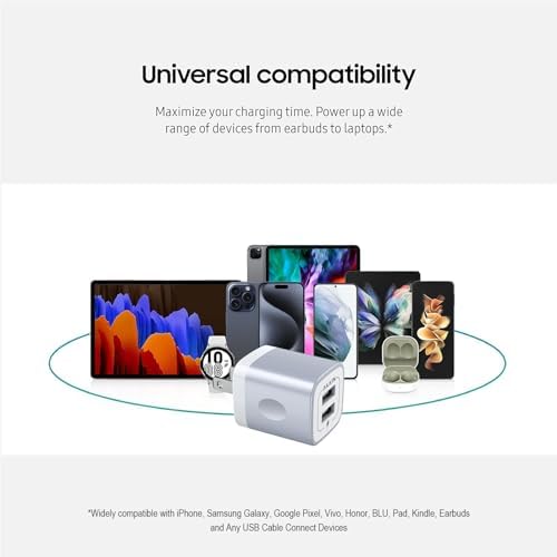 AILKIN Dual Port USB Wall Charger 2-Pack – 2.1 A Fast Charging Adapter for i Phone 15/14/13/12/11 Pro, Samsung Galaxy S23/S22/S21 – Compact Power Block with Quick Charge Technology – Universal Compatibility & Safety Features for Home and Travel