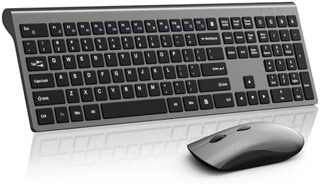 Ultra-Slim 2.4 G Wireless Keyboard with Numeric Keypad – Silent Ergonomic Design for Effortless Typing on PC & Mac, Plug-and-Play USB Receiver, Scissor Switch Technology for Enhanced Comfort and Speed