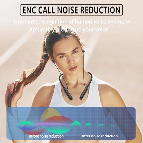 LANDIBO Bluetooth Neckband Earbuds – 35-Hour Battery Life, IPX7 Sweat-Resistant, Noise Cancelling Technology for Crystal Clear Sound – Ideal for Active Lifestyles and Hands-Free Communication – Enhanced Deep Bass Audio (Black) – Elevate Your Sound Experience