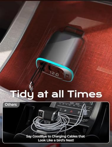 90 W Retractable USB-C Car Charger Adapter – Fast Charging, Universal Compatibility & Clutter-Free Design for Effortless Travel – Ideal Gift for Tech Enthusiasts and Daily Commuters