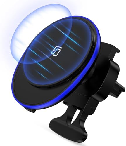 15 W Magnetic Car Wireless Charger: Fast Charging Mount for Samsung Galaxy S25 Series & i Phone 16 Models – 360° Rotating Air Vent Holder for Secure On-the-Go Convenience and Enhanced Compatibility