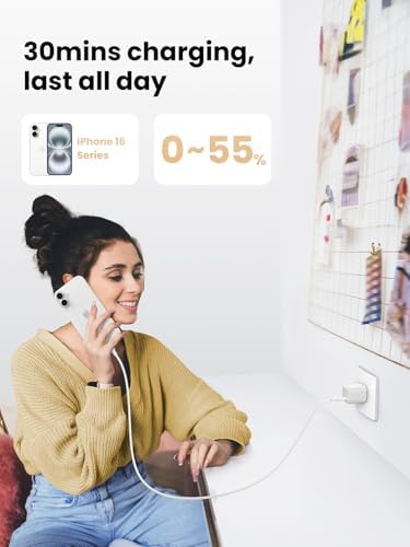 Ultra-Fast UGREEN 30 W USB C Charger – Foldable Ga N Power Adapter for i Phone 16/15/14/13 & Galaxy S25/S24/S23 – Compact Wall Charger with Programmable Power Supply for Optimal Charging Performance – Perfect for Travel & Everyday Use