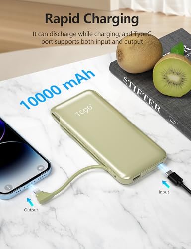 Dual 10000 m Ah Portable Power Bank Set with Built-In Cables and Fast Charging – Travel-Ready USB-C Charger for i Phone & Android Devices in Sleek White & Purple Design – Ultimate Compatibility for On-the-Go Power Solutions