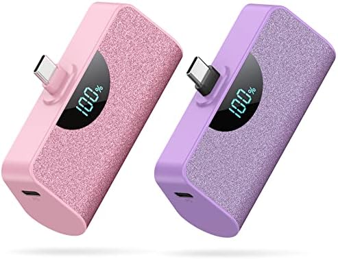 Dual Pack Mini Portable USB-C Power Bank 5200 m Ah – Fast Charging Battery Backup with LCD Display for i Phone 16 Series, Samsung, and Android Devices – Ultimate On-the-Go Power Solution