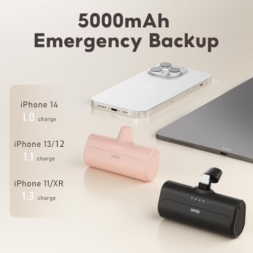 Compact 5000 m Ah Portable Phone Charger for i Phone – 2-Pack MFi Certified Power Bank with Built-in Cable for Rapid Charging – Lightweight, Travel-Ready External Battery for i Phone 14/13/12/11/XR/X/SE/8/7/6 Pro Max – Ultimate Convenience and Dependability