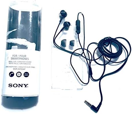 Sony MDREX155 AP Wired In-Ear Earbuds with Integrated Microphone – Lightweight Design for Ultimate Comfort and Versatility in Black, Perfect for Music and Phone Calls, Enhanced Neodymium Drivers for Rich Sound Quality