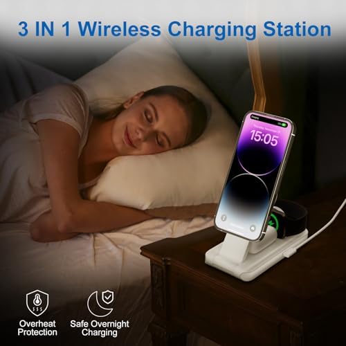 Revolutionize Your Charging Routine with the 3-in-1 Magnetic Wireless Charging Station for Apple Devices – Fast Charge Your i Phone 15/14/13/12/Pro/Pro Max, Apple Watch, and Air Pods in One Sleek, Portable Design – Ultimate Compatibility and Organization for the Modern User – Compact and Tangle-Free Solution for Home, Office, and Travel – Stylish White Finish for Any Environment