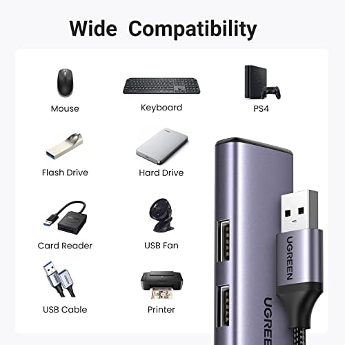Ultra-Slim UGREEN USB 3.0 Hub with 4 Ports – Premium Aluminum Multiport Adapter for Mac Book, i Mac, and PC – High-Speed Data Transfer Up to 5 Gbps – Effortless Plug and Play Connectivity for Enhanced Productivity and Seamless Device Compatibility