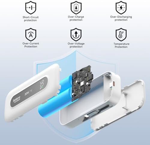 Ultra-Portable 10,000 m Ah Power Bank with Retractable Cable & USB-C to Lightning Compatibility – 30 W Fast Charging Battery Pack for i Phone 16/15/14/13 & Samsung Devices – LED Display for Easy Monitoring – Essential Travel Charger for On-the-Go Power Solutions