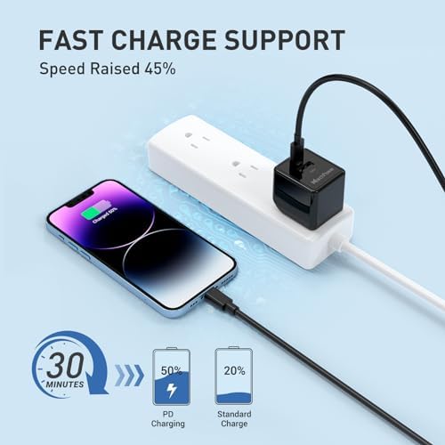Ultra-Fast i Phone Charger Bundle – MFi Certified 6 FT USB-C to Lightning Cable with 20 W PD3.0 Quick Charge Block for Rapid Power Delivery – Compatible with i Phone 14, 13, 12, SE, 11 Pro Max, XS, XR & i Pad – Durable, Compact Design for Everyday Use