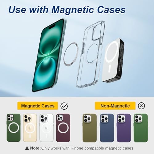 Ultimate 10000 m Ah Magnetic Power Bank – Fast Wireless Charger for i Phone 12-16 Series with Type-C LED Display – Ideal Travel Companion for Business and Leisure – Effortless Magnetic Alignment and Lightweight Design for On-the-Go Charging
