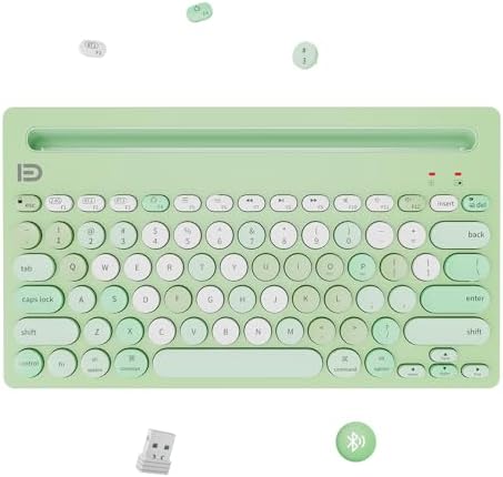 SADES Retro Wireless Bluetooth Keyboard for Mac, i Pad, i Phone, PC & Android – Multi-Device Connectivity & Portable Design with Vintage Round Keycaps – Perfect for Effortless Typing on the Go in Chic Pink