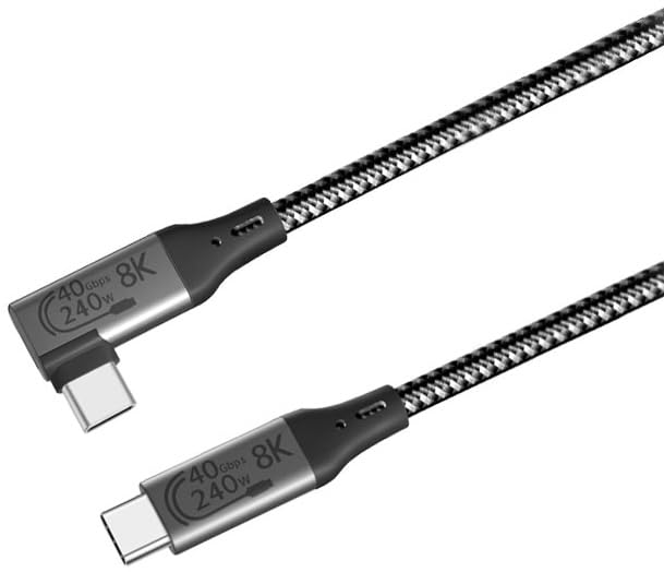 Elevate Your Connectivity with a 6-Foot USB4 Cable – Ultra-Fast 40 Gbps Data Transfer, 8 K HD Display Support, and 240 W Rapid Charging – Flexible 90-Degree Right Angle USB-C Design for Optimal Performance in Tight Spaces and Seamless Compatibility with Thunderbolt 3 & 4 Devices