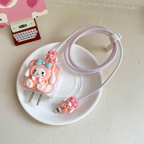Adorable 3 D Cartoon Charger Protectors – Kitty & Bear Pack of 2 for i Phone 11, 12, 13, 14 Pro Max – Cute Silicone Cable Sleeves for Enhanced Durability & Style – Protect Your Charging Heads from Damage & Dust with Kawaii Designs – Compatible with 18 W & 20 W i Phone Chargers – Lightweight & Portable Charging Accessories for Everyday Use