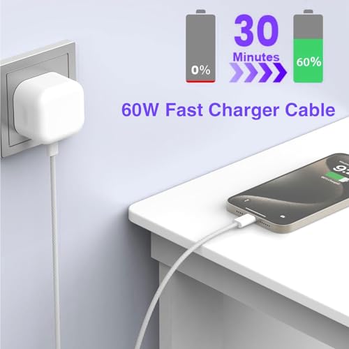 Ultra-Fast 20 W Charger for Air Pods Pro 2 & Air Pods 4 – Durable Braided USB-C Cable for Rapid Power Delivery, Compact Travel Design, Ideal for i Phone 15 & 16 Accessories, Ensures Device Longevity and Heat Protection