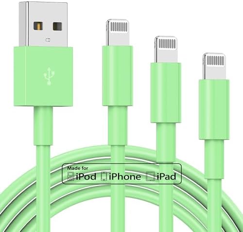 Premium 3-Pack Apple MFi Certified Lightning to USB Charger Cables – 6 FT Durable Fast Charging Cords for i Phone 13/12/11/11 Pro/11 Max/X/XS/XR/XS Max/8/7/6 – Enhanced Performance and Extended Reach for Seamless Device Connectivity