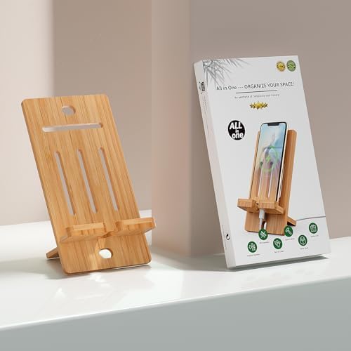 Pezin & Hulin Eco-Friendly Bamboo Adjustable Tablet Stand – Premium Multi-Angle Holder for i Pads, Smartphones, and E-Readers (Fits Devices 4.7″ to 13″) – Transform Your Workspace with Stylish Comfort and Enhanced Viewing Experience