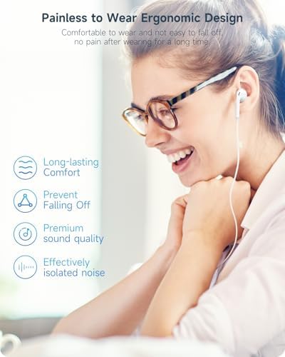 Premium Wired Earbuds for i Phone – Dual Pack High-Fidelity Noise-Canceling Headphones with Integrated Microphone & Effortless Volume Adjustment – Optimized Compatibility with i Phone 14/13/12/11/XR/XS/X/8/7/SE/Pro/Pro Max – Superior Sound Quality for Music and Calls – Featherweight, Robust Design Perfect for Daily Use and Active Lifestyles
