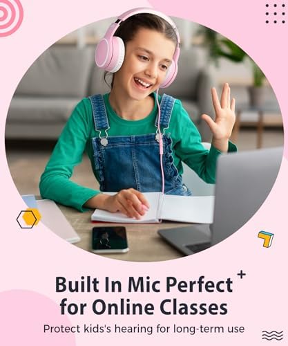 Rockpapa L22 Purple Over-Ear Headphones for Kids & Women – Lightweight, Foldable, and Durable Wired Design with Built-In Microphone for Clear Hands-Free Communication, Perfect for School, Travel, and Daily Use – High-Quality Stereo Sound and Tangle-Free Cord for Seamless Audio Enjoyment