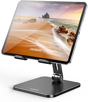 UGREEN Adjustable Tablet Stand for i Pad – Sturdy Aluminum Desk Holder with Enhanced Stability for Pro, Air, and Mini Models – Optimized Viewing Comfort, Portable Design, and Sleek Black Finish – Ideal Home & Office Accessory