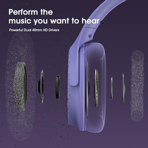 Unleash Your Sound Potential with DOQAUS Over-Ear Bluetooth Headphones – 70-Hour Playtime, Customizable EQ Modes, and Hi-Fi Stereo Sound for Bass Lovers – Perfect for Work, Travel, and Ultimate Comfort with Luxurious Memory Foam Ear Cushions
